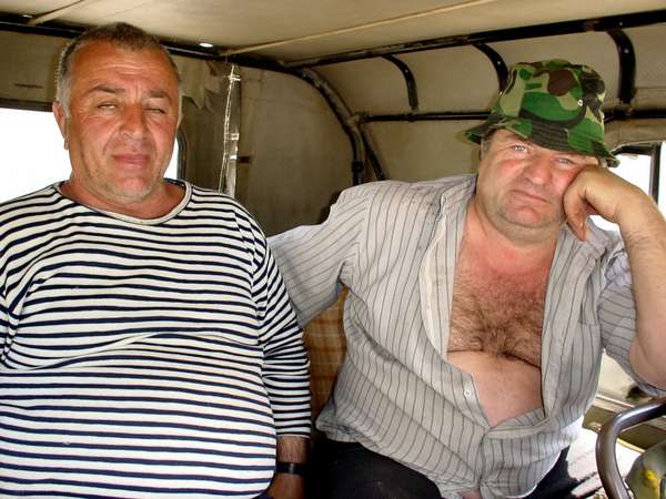 photo of Republic of Georgia, Racha, Region of Oni, two villagers in a UAZ jeep