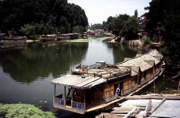 photo of India, Kashmir, Srinagar, house boats in a sidearm of lake Dal