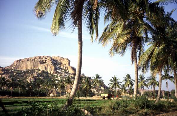 photo of India, Karnataka, Hampi, temple on top of a hill