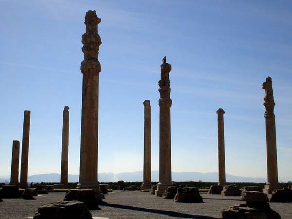 photo of Iran, around Shiraz, pillars at Persepolis (Takht-e Jamshid), the ancient capital of Persia