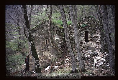 photo of Nagorno Karabakh, Artsakh, Martakert district, around Vank village, ruins of an old and overgrown Armenian church hidden in the forest