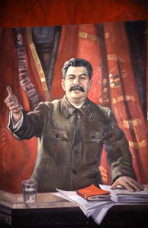 photo of Romania, Bucharest, painting of Stalin in the Communist Iconography Museum