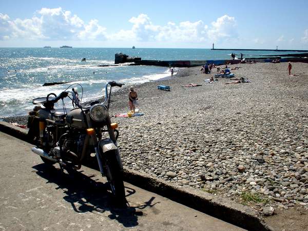 photo of Russia, motorbike and the beach of Sochi, the main resort town of the subtropical Russian Black Sea coast