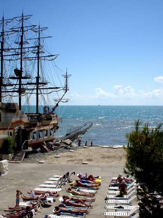 photo of Russia, old sailing ship on the beach of Sochi