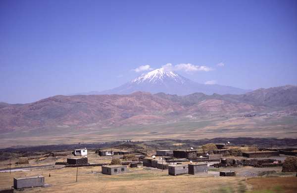 photo of Eastern Turkey, around Dogubayazit, Kurdish village with mount Ararat (5165 m) behind