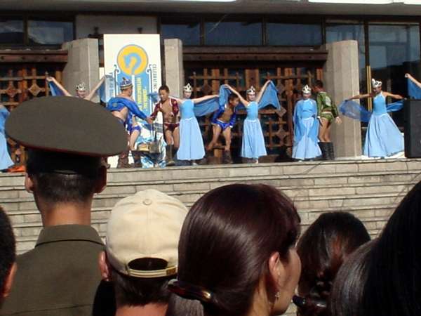 photo of Tuva, Kyzyl, theatre, opening dance of the Dembildei 2002 Khoomei (overtone throat singing festival)