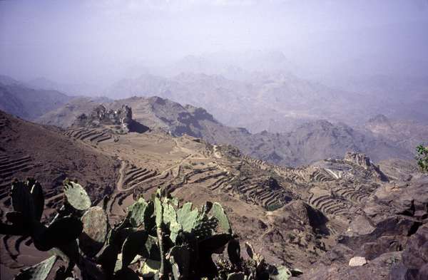 photo of Yemen, Haraz Mountains 90 km to the west of Sana'a, around Manakha, traditional yemeni mountain villages surrounded by agricultural terraces