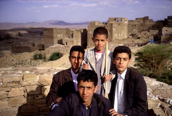 photo of Northern Yemen, Hajar mountains, around Thulla village, Yemeni boys