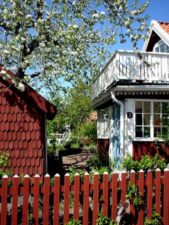 photo of Sweden, around Stockholm, Sigtuna, typical Swedish house painted in red and white