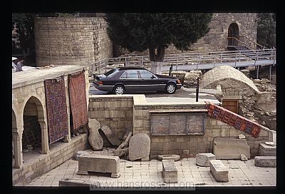 photo of Azerbaijan, Baku, Mercedes of the new rich (local maffia or oil company managers ?) parked at the entrance of the Old Town of Baku