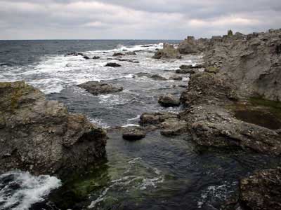 zweden gotland foto's rotsen aan kust van baltische zee