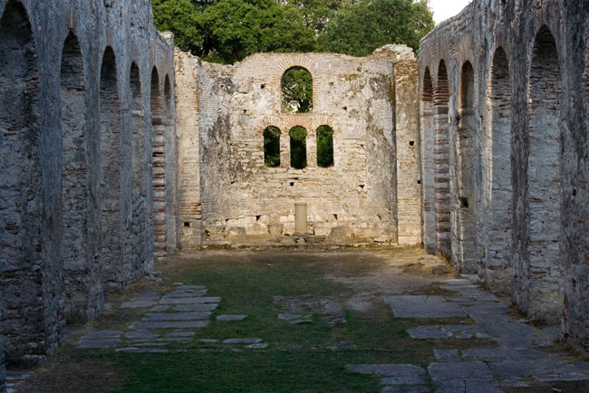 Albania photo: BUTRINT (Butrinti) ANCIENT CITY, Basilica, basilican church, archeology ruins Unesco World Heritage site around Saranda. 