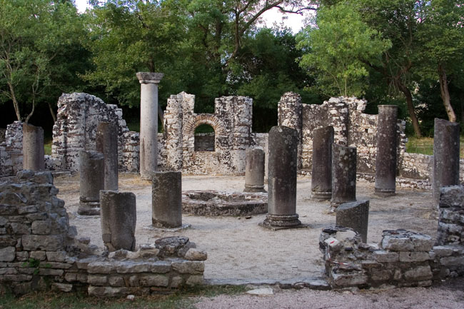 Albania photo: BUTRINT (Butrinti) ANCIENT CITY, Basilica, basilican church, archeology ruins Unesco World Heritage site around Saranda. 