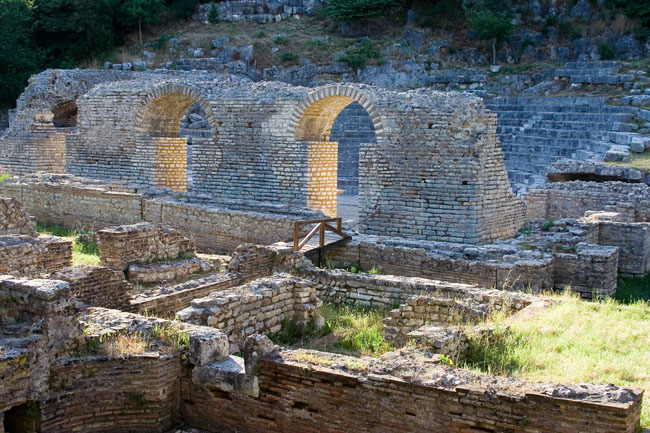 Albania photo: BUTRINT (Butrinti) ANCIENT CITY, theater, Greek theatre, archeology ruins Unesco World Heritage site around Saranda. 
